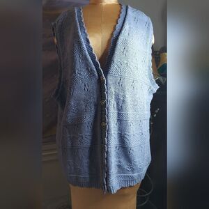 Northern Reflections Light Blue Knit Button-Front Vest